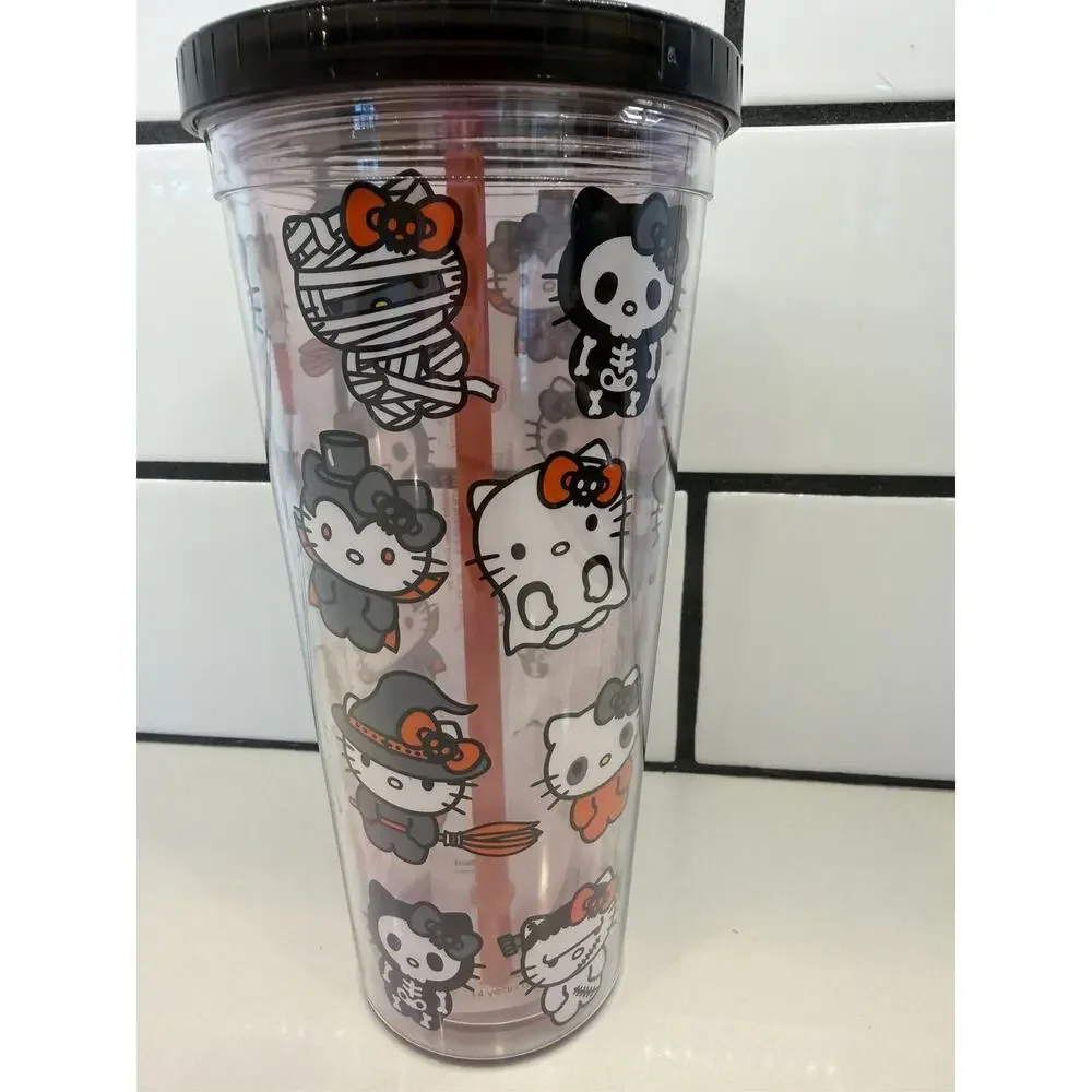 Hello Kitty Halloween Double Insulated Tumbler 22 Oz with Lid & Straw NEW! 🎃